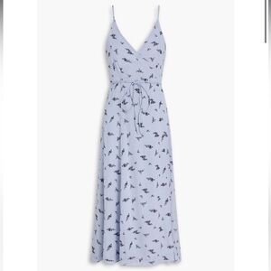 Printed Georgette Strap Wrap Dress - Brunnera Blue